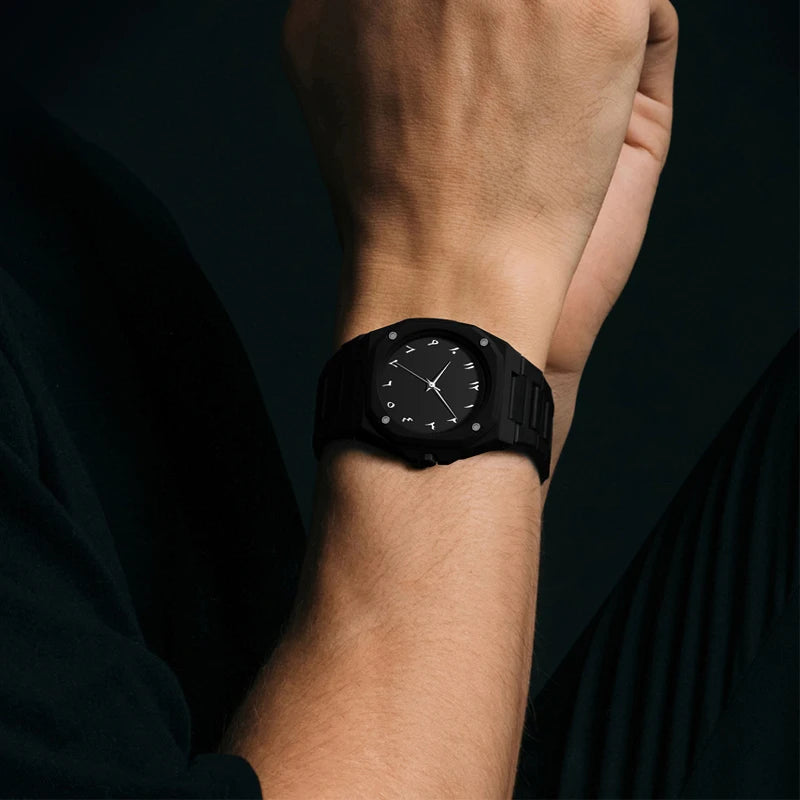 Montre-bracelet à quartz noire à cadran arabe